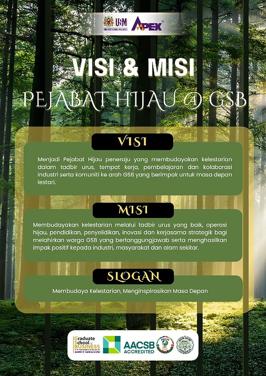 Visi dan Misi Pejabat Hijau@GSB poster